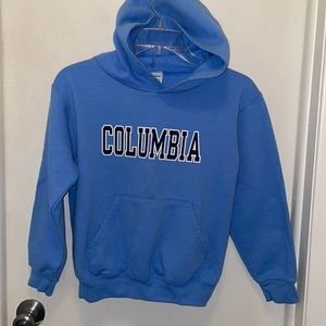 CHAMPION LT BLUE SWEATSHIRT HOODIE- SZ 7/8 -COLUMBIA LIONS - pocket pouch